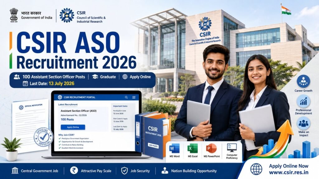 CSIR ASO Recruitment 2026 Notification Out – Apply Online for 100 Assistant Section Officer Posts